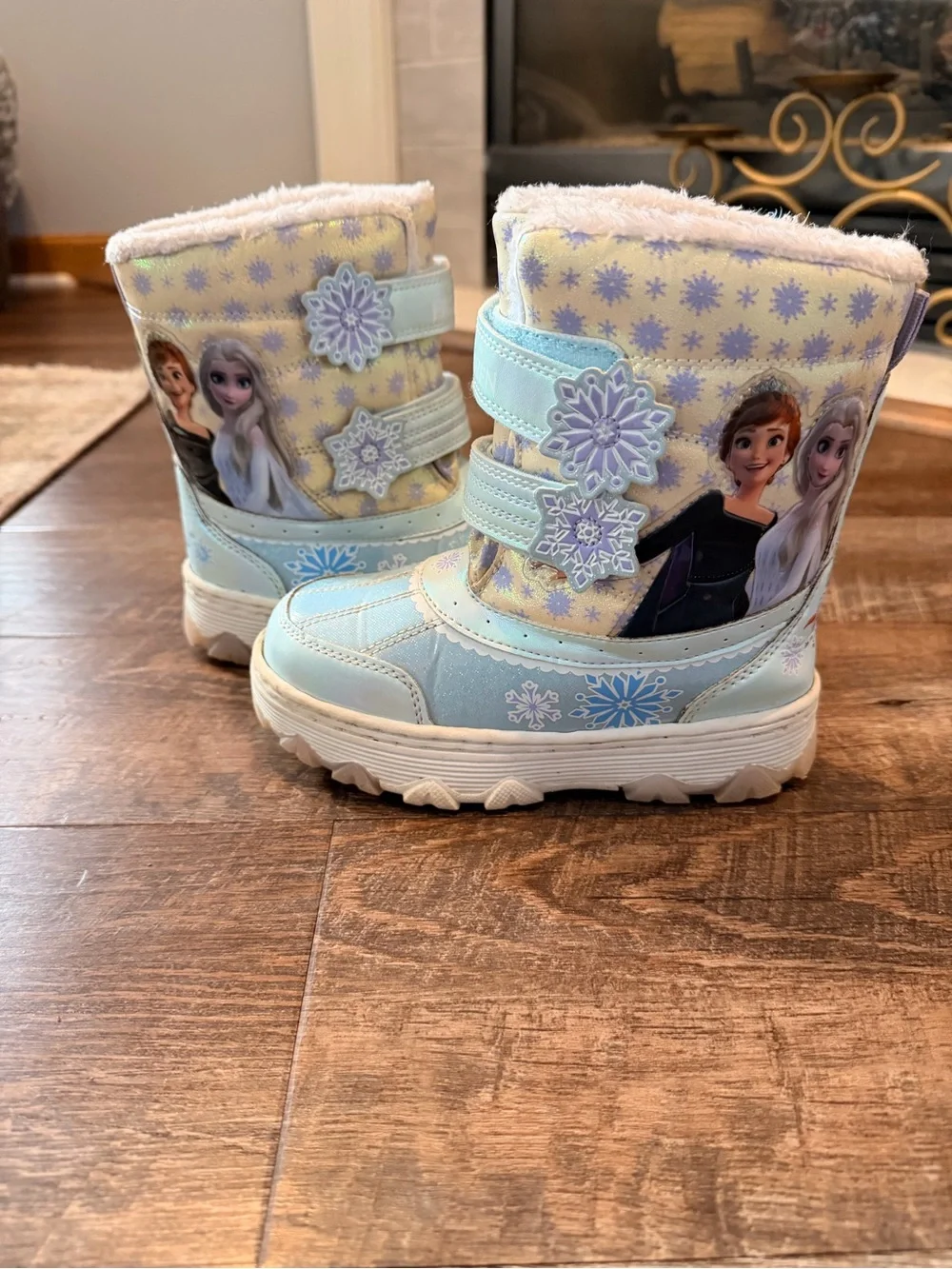 Disney Frozen Light Up Winter Boots Girls Size 12 Toddler Blue Snow Boots